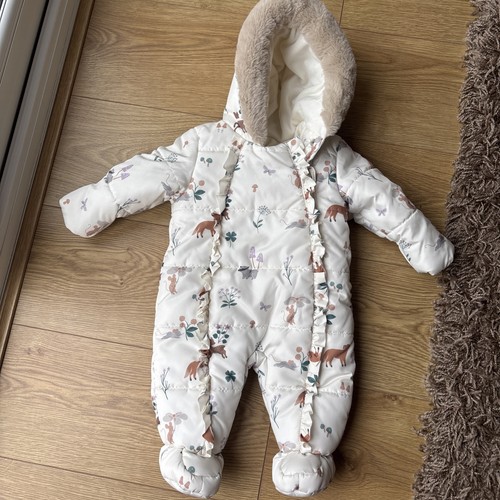 Girls white padded snowsuit - girls,