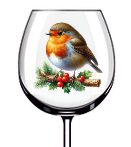 12x colourful christmas robin - 12x,