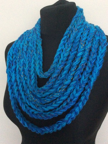 Mid blue crochet - , necklace