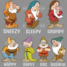 Seven 7 Dwarfs Iron On Transfer Sticker World Book Day DTF XMAS Ready To Press