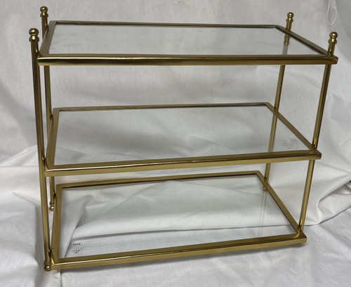 Brass glass tier open curio - brass,