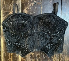VTG 90s Black BEADED Sequin