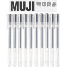 Muji Smooth Gel Ink Cap Pen Set 10-Pack 0.5mm Black Fine Tip Japanese Stationery
