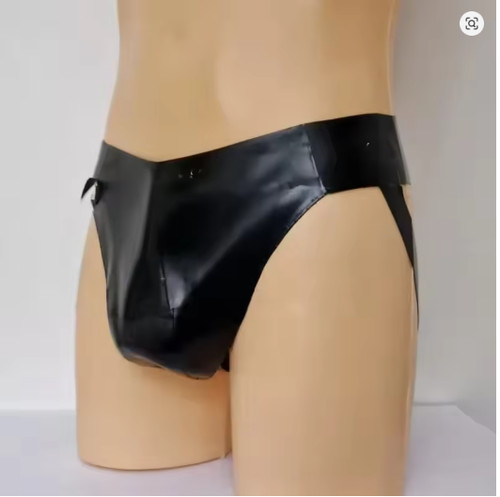 Men latex rubber jockstrap - latex,