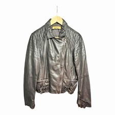 Brampton London Leather Motorbike Jacket Quilted XL Black Good Used Cond Womens