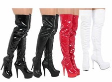Sexy Thigh-High PVC Boots –