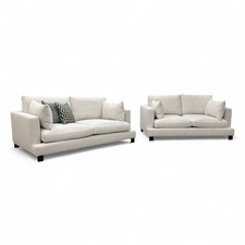 DFS Dwell 'Lugano' 3 + 2 Seater Sofa Set Ivory Jagger Fabric RRP £1700 NEW