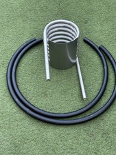STAINLESS STEEL HOT TUB COIL 300MM X 320MM COMPLETE WITH 2 X 1 METRE HOSES.