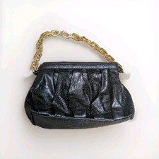 Black Croc Embossed Purse Gold