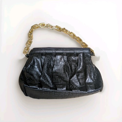 Black croc embossed purse - embossed,