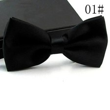 Black Bow Tie Adjustable Satin Wedding Party Event Dickie Bow Plain Mens Necktie