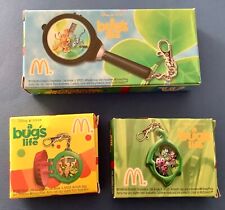 MCDONALDS  DISNEY BUGS LIFE 1998 SET OF 3 THE CLIP TOCKS WATCHES COLLECTION MIB