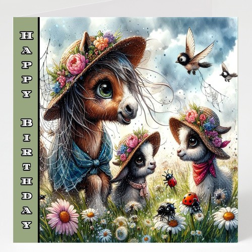 Birthday card with matching - with,