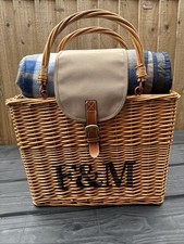 Fortnum And Mason Wicker Picnic Hamper  With Blanket Good Condition