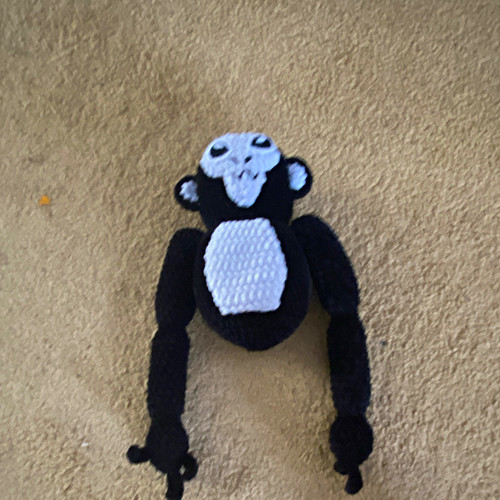 Black white monkey plush - black,