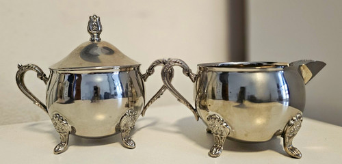 Vintage silver plated sugar - silver,