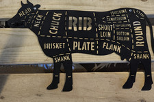 Cow Butchers BBQ Sign, Metal
