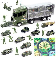 Die-Cast Rescue Emergency Military Truck Toy Set +Carrier Truck Map Soldier