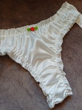 Sexy White Silky Satin Frilly