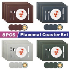 Set of 4 Place Mats and 4 Coasters Home Dining Table Placemats Wipe Clean Xmas