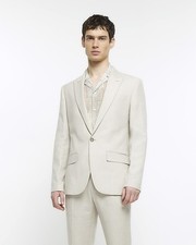 River Island Mens Beige Linen Suit R W 40"