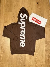 Supreme Satin Appliqué Hoodie Sweatshirt Brown Size M