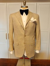 Sartorio Napoli (Kiton) Mens Beige Handmade Jacket US 38 EU 48 Wool Silk Linen