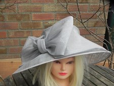 Silver Grey Wedding Racing Hat - Oval Shaped brim