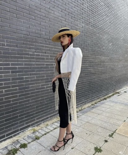 Zara ecru macrame - ecru, cropped