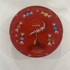 Lindt Lindor Chocolate Red Round Tin Advertising Collectable EMPTY Tin