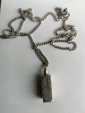 Vintage Silver Perfume Bottle Necklace Ornate