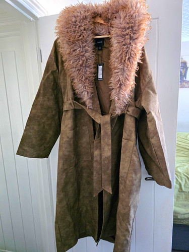 Boohoo brown long trench - brown,