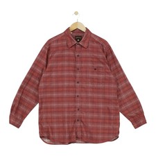 Orvis Check Shirt Mens Size L Red Fine Corduroy Regular Fit
