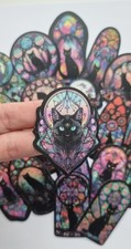 20 x GOTHIC BLACK CATS Stickers Tarot Mystic Stained Glass Laptop Phone Luggage