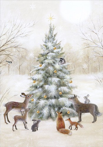 Animals decorating the tree - decorating,
