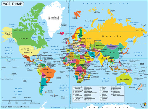 Large world map the - large,