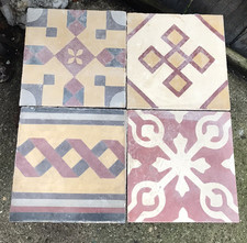 Vintage Gothic style tin glaze hand painted floor tiles 8"x 8" Turkey Morocco