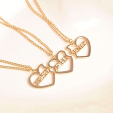 Best Friends Necklace Set 3X Gold Plated Heart BFF Pendant Friendship Heart