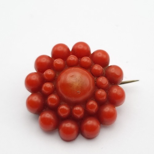 Antique coral style brooch - coral,