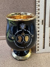 PrinkNash pottery Goblet Royal wedding Charles and Diana gold & black