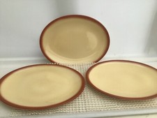 Vintage Wedgwood SAHARA Oval Dinner Steak Plates 30 cm long x 3 Brown Beige