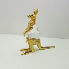 Vintage Crystal Gold Tone Kangaroo Figurine MP Mark Animal Ornament