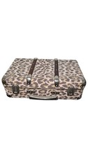 Vintage Leopard Print Suitcase Retro Luggage Case With Handle – Collectible