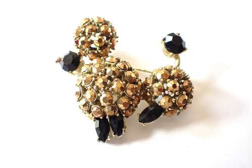 Vintage rhinestone poodle dog - rhinestone,