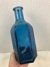 Cobalt Blue Glass Bottle Hexagon Display Decorative Saint Gabrielle Restaurant
