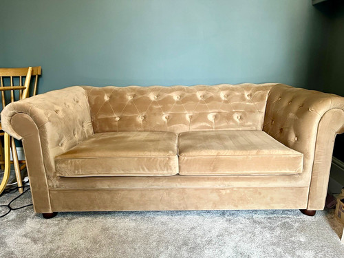 Beige fabric sofa - beige, bed