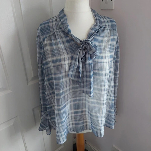 Simply blue check blouse - blue,