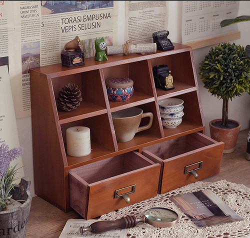 Retro wooden display cabinet - wooden,
