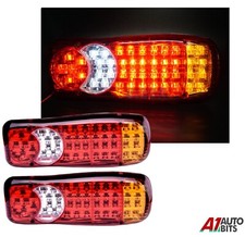 LED REAR TAIL LIGHTS PAIR 12V LAMP 5 FUNCTION TRAILER CARAVAN TRUCK LORRY 46 LED