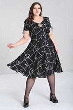 Stitches Midi Dress Hell Bunny XL-6XL 16-26 Black Halloween Bats Goth Alt